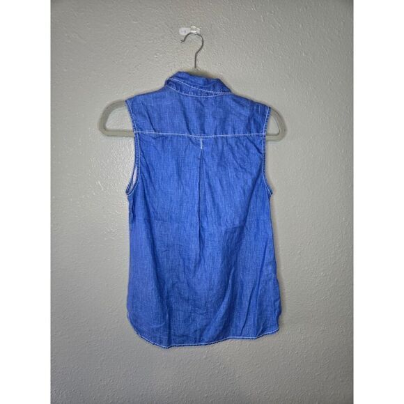 Tommy Bahama Women's Sea Glass Breezer Blue Sleeveless Button DownShirt Size XS - Picture 3 of 7